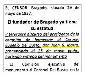 Discurso de Juan Bautista Ibarra - Bragado 25/5/1937 
