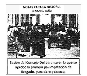 Sesión del consejo deliberante en donde se aprobó la primera pavimentación de Bragado