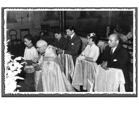 1954 - Casamiento de José Ramón Ibarra (h 1911-1973) y Elsa Larrinaga (1922-2012)- Capilla del histórico Colegio San José